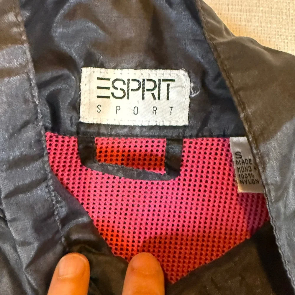 Vintage Esprit Sport Windbreaker‎ Jacket Black Nylon Mens Small 90s